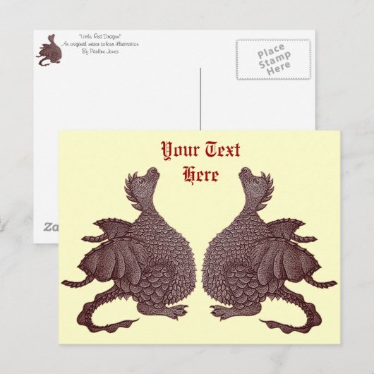 schattige draak - mythische en fantasiekunstkunst briefkaart (Voorkant / Achterkant)