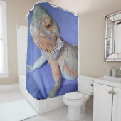 Schattige draak omhoog Sluiten Afbeelding Blauw Douchegordijn (In situ)