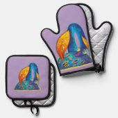 schattige draak ovenwant & pannenlap set (Voorkant / Achterkant)