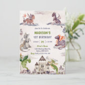 Schattige Dragon 2e verjaardagsfeestje Kaart (Staand voorkant)