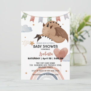 Schattige Dragon African American Boys baby shower Kaart