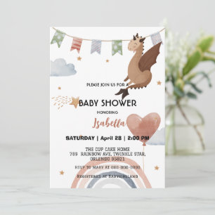Schattige Dragon African American Boys baby shower Kaart