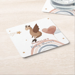 Schattige Dragon African American Boys baby shower Kartonnen Onderzetters