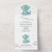 Schattige Dragon Baby shower All In One Uitnodiging (Binnen)