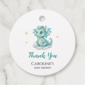 Schattige Dragon Baby shower Bedankjes Labels (Voorkant)
