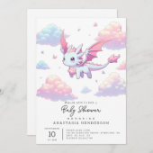 Schattige Dragon Baby shower Kaart (Voorkant / Achterkant)