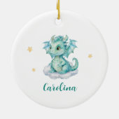 Schattige Dragon Baby shower Keramisch Ornament (Achterkant)