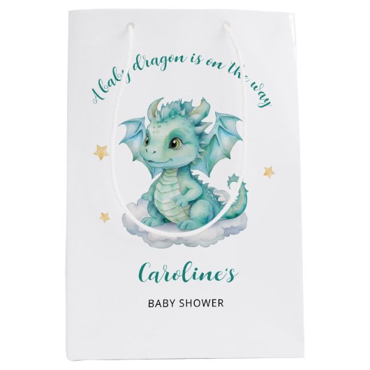 Schattige Dragon Baby shower Medium Cadeauzakje (Voorkant)