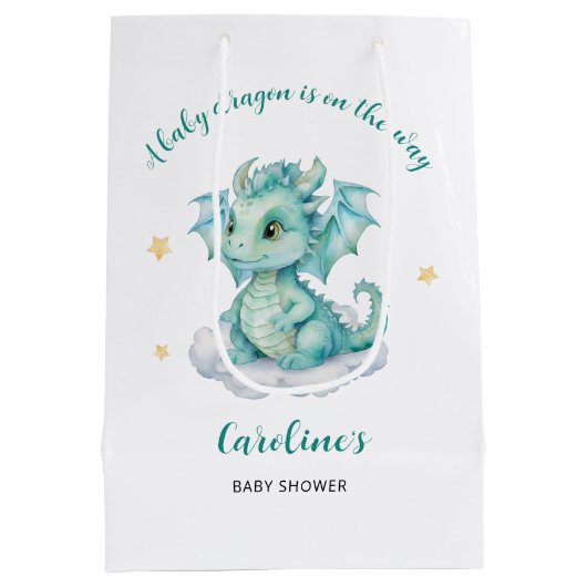 Schattige Dragon Baby shower Medium Cadeauzakje (Achterkant)