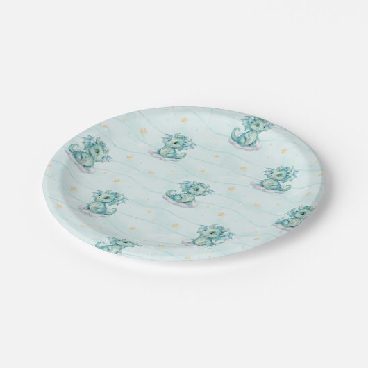 Schattige Dragon Baby shower Papieren Bordje (Gekanteld)