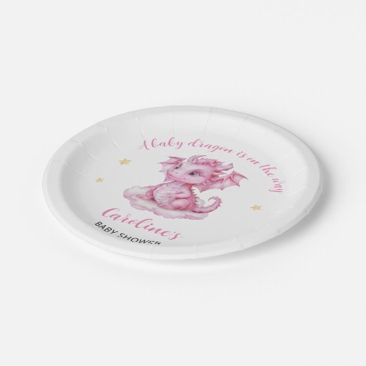 Schattige Dragon Baby shower Papieren Bordje (Gekanteld)