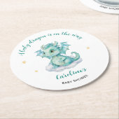Schattige Dragon Baby shower Ronde Kartonnen Onderzetter (Gebogen)