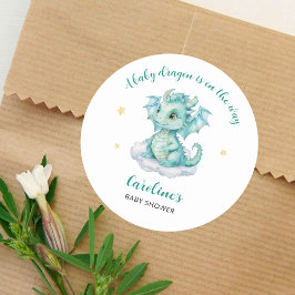 Schattige Dragon Baby shower Ronde Sticker