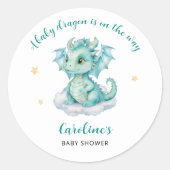 Schattige Dragon Baby shower Ronde Sticker (Voorkant)