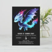 Schattige Dragon Birthday bewerkbaar Kaart (Staand voorkant)