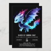 Schattige Dragon Birthday bewerkbaar Kaart (Voorkant / Achterkant)