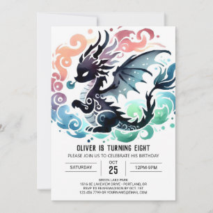 Schattige Dragon Birthday Digital Kaart