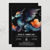 Schattige Dragon Birthday Digital Kaart (Voorkant / Achterkant)