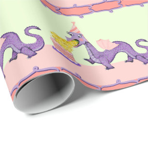 Schattige Dragon Birthday Gift Wrapping Paper Cadeaupapier