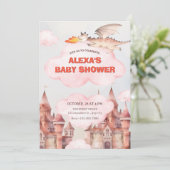Schattige Dragon Castle baby shower Kaart (Staand voorkant)