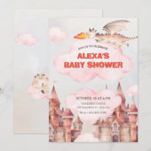 Schattige Dragon Castle baby shower Kaart (Voorkant / Achterkant)