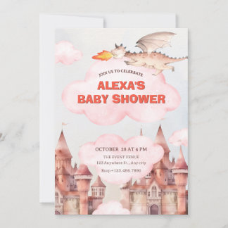 Schattige Dragon Castle baby shower Kaart