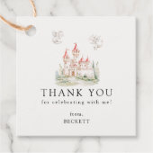 Schattige Dragon Castle verjaardagsfeestje dank u Bedankjes Labels (Voorkant)