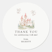 Schattige Dragon Castle verjaardagsfeestje dank u Ronde Sticker (Voorkant)
