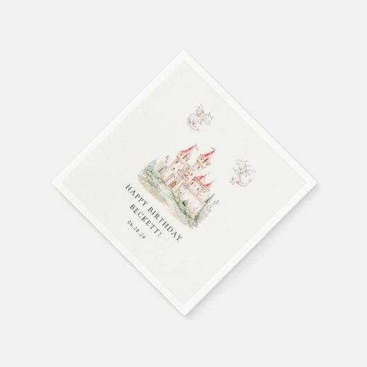 Schattige Dragon Castle verjaardagsfeestje Servet (Hoek)