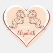 Schattige Dragon Chinees Valentijnsdag Roze Hart Sticker (Voorkant)