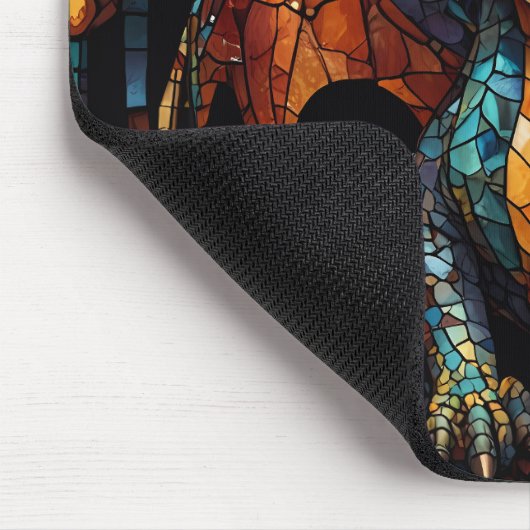 Schattige Dragon Glas in lood Mozaïek Ontwerp Muismat (Hoek)