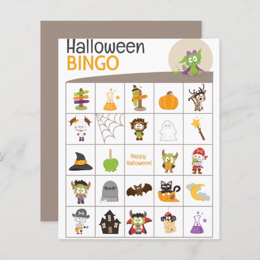 Schattige Dragon Halloween BINGO Board! (Voorkant / Achterkant)