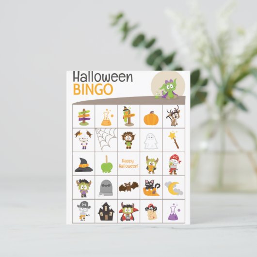 Schattige Dragon Halloween BINGO Board! (Staand voorkant)