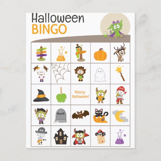 Schattige Dragon Halloween BINGO Board! (Voorkant)