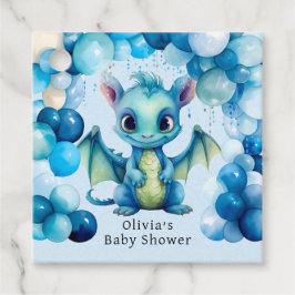 Schattige Dragon met Blue Balloons Boy Baby shower Bedankjes Labels