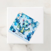 Schattige Dragon met Blue Balloons Boy Baby shower Bedankjes Labels (In situ)