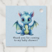 Schattige Dragon met Blue Balloons Boy Baby shower Bedankjes Labels (Achterkant)