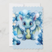 Schattige Dragon met Blue Balloons Boy Baby shower Kaart (Achterkant)