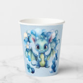 Schattige Dragon met Blue Balloons Boy Baby shower Papieren Bekers (Achterkant)