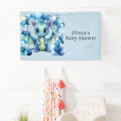 Schattige Dragon met Blue Balloons Boy Baby shower Spandoek (Insitu)