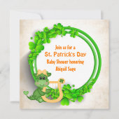 Schattige Dragon St Patrick's Day Girls Baby showe Kaart (Voorkant)