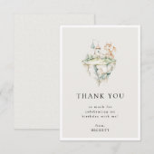 Schattige Dragon Theme Verjaardagsfeest Bedankkaart (Voorkant / Achterkant)