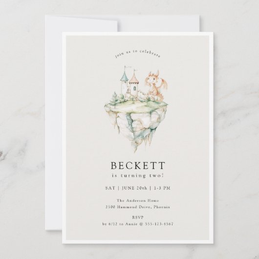 Schattige Dragon Theme Verjaardagsfeest Kaart (Voorkant)