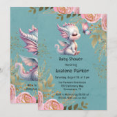 Schattige Dragon & Vlinder Meisje Baby shower Kaart (Voorkant / Achterkant)