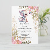 Schattige Dragon & Vlinder Meisje Baby shower Kaart (Staand voorkant)