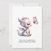 Schattige Dragon & Vlinder Meisje Baby shower Kaart (Achterkant)