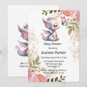 Schattige Dragon & Vlinder Meisje Baby shower Kaart (Voorkant / Achterkant)