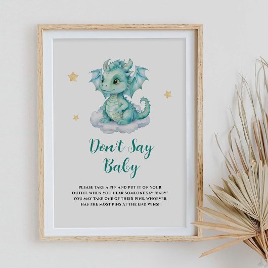 Schattige Dragon Zeg geen Baby Poster
