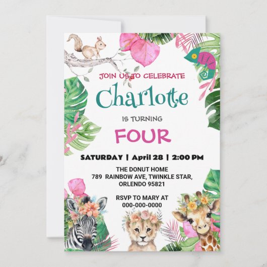 Schattige Dragon Zoo oerwoud Dieren Verjaardag Blo Kaart (Voorkant)