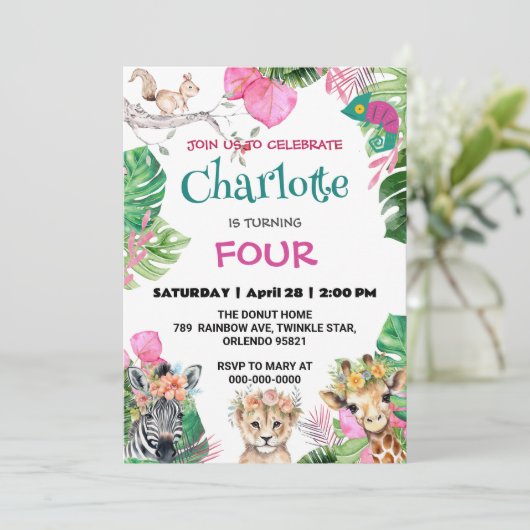 Schattige Dragon Zoo oerwoud Dieren Verjaardag Blo Kaart (Staand voorkant)